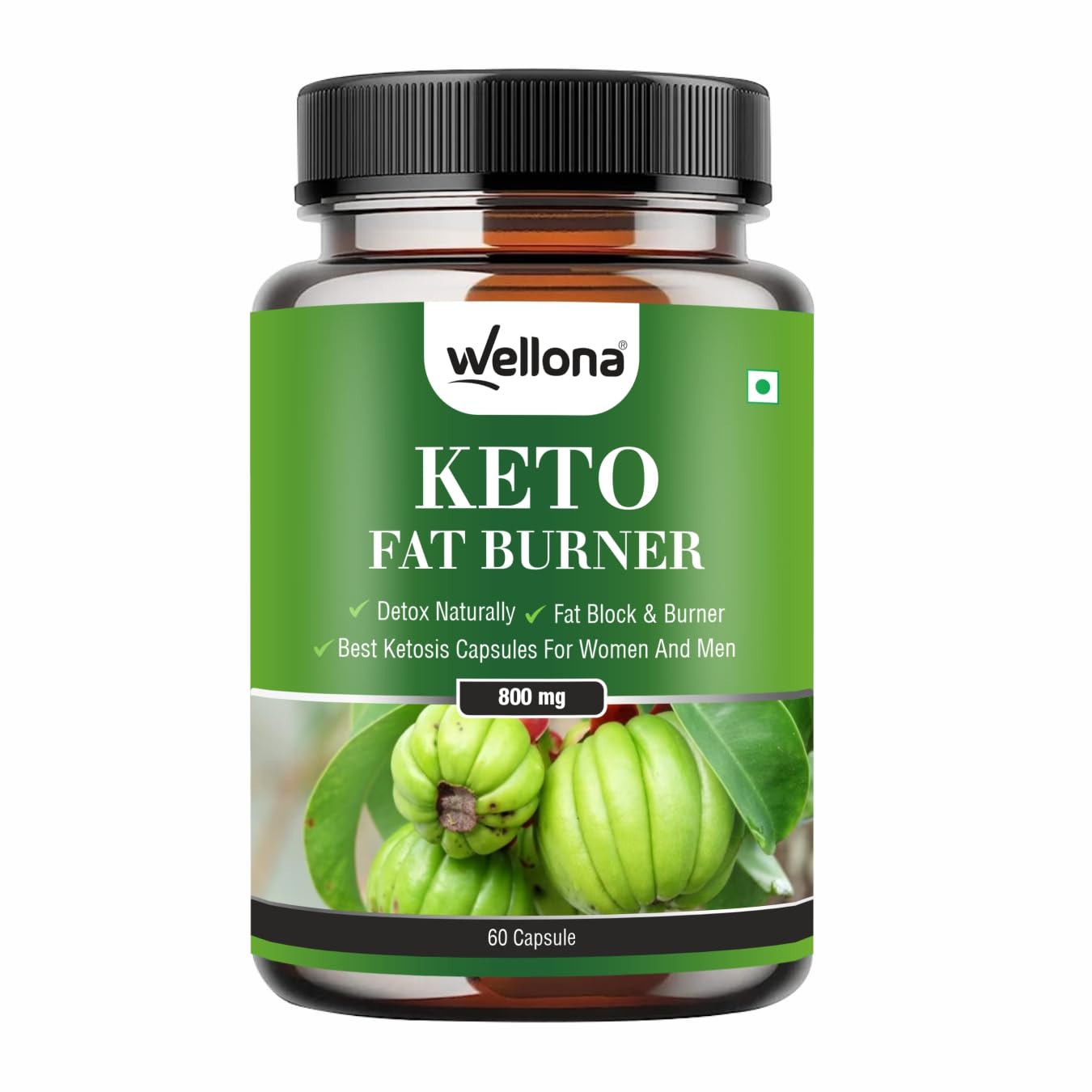 Wellona Keto Fat Burner 60 Capsules 800MG, Weight Loss Supplement With Garcinia Cambogia, Green Coffee Beans Green Tea Extrac