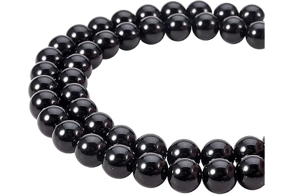 PH PandaHall 49 Pcs 8mm Perles Rondes Obsidienne Naturelles Noir pour Bijoux et Artisanat