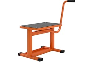 DURHAND Cavalletto per Moto in Metallo per Moto max 150 kg, Cavalletto Alzamoto con Superficie in Gomma e Manovella, 48x34x43 cm, Arancione