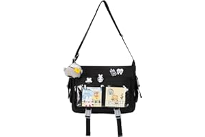 Jnidesier Kawaii Ita Bag with Clear Windows for Women with Pin and Plush Penguin, Cute Aesthetic Messenger Bag Y2K Crossbody Bag