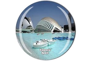 WEDAREGO Aimant de réfrigérateur 3D en verre avec motif de Valence, Espagne - Souvenir touristique de voyage - Cadeau - Décoration de la maison