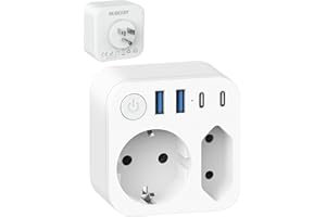 SUDEERY Adattatore da viaggio USA America Germania con 4 USB (2 tipo C) EU to USA Adattatore presa con interruttore, 2 prese da viaggio per Canada Messico Thailandia, bianco