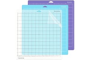 FROGETU Winylowa mata do cięcia Silhouette Cameo 4/3/2/1 (12 x 12 cali, 3 standardowe uchwyty, uchwyt świetlny, mocny uchwyt) kwadratowa, rastrowana, samoprzylepna, antypoślizgowa mata do cięcia