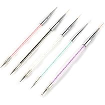 Nail Art Pinsel Set – 5 Stück Doppelkopf-Liner Mit Kristall-Griff, Für Akzentnägel, Punktierung & Nageldesign
