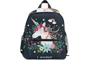 MNSRUU ISAOA - Sac à dos mignon licorne pour enfant - Motif floral - Pour garçons et filles - Avec sangle de poitrine - Sac à langer, Multi 19, Taille unique