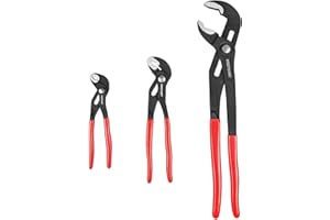MAXPOWER Set di 3 Pinza Regolabile 175/240/415 mm, Pinze a Giunto Scorrevole Pinza a Pappagallo a Serraggio Piatto per Tubi e Dadi