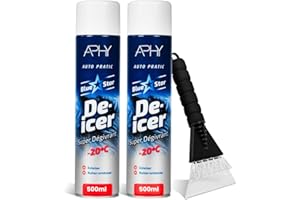 APHY ENTERPRISES De-Icer Spray & Ice Scraper for Car 2 x 500ml – Fast Ice Removal for Windscreen & Windows | Winter Car Kit | Essential Deicer for Quick Frost & Ice Clearing