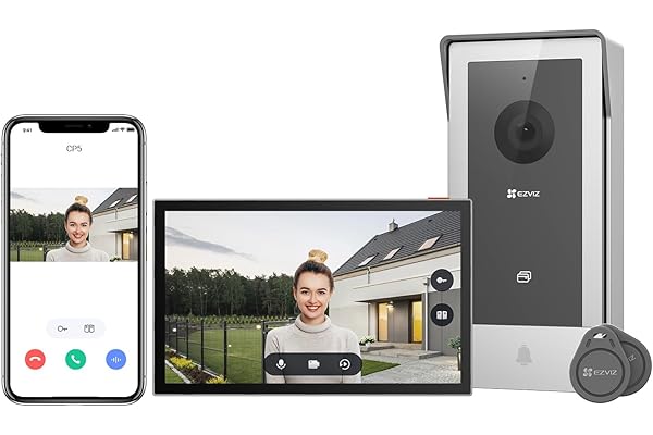 EZVIZ CP5 Visiophone connecté WiFi, Résolution 1080P, Moniteur Tactile Couleur 7", Portier vidéo à installation 2 Fils, Déverrouillage à Distance, Audio Bidirectionnel, Vision Nocturne, Design Compact
