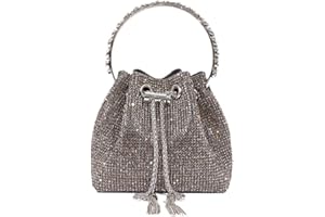 IMPERIAL STUDIOS Rhinestone Bucket Bag For Women, Clutch Purse For Ladies Rhinestone Evening Party Shoulder Bag Sparkly Crystal Bucket Bag, Purse Wedding Handbag Shoulder and Cross body Bag