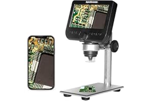 1000X LCD Microscopio Digital, Bysameyee WiFi inalámbrico 4.3 Pulgadas 1080P Lupa portátil Zoom Cámara con 8 Luces LED Batería Recargable para la colección de Monedas Reparación de Soldadura