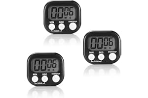 Auauraintt 3 Stück Eieruhr Digital,Kurzzeitwecker,Timer Digital,Mit Klappbarem StäNder Und Display,Digitaler Timer für Küche Schule Sport,KüChentimer Digital Stoppuhr Kinder (Schwarz)