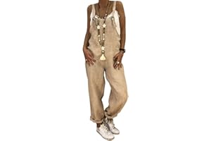 shownicer Salopette Femme Combinaison Jumpsuit sans Manches à Bretelles Rétro Pantalon Playsuits Ample Harem Sarouel Pantalon Vintage Grande Taille Salopette Été