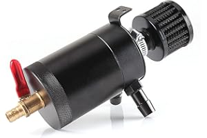 YCTZE Car Oil Reservoir Universal Oil Catch Can 2 Port Reservoir Tank con Valvola di Scarico Sfiato Sconcertato 5oz Capacità