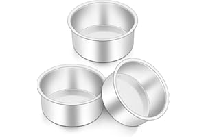 Onader 4 Inch Cake Tin, Stainless Steel Layer Cake Pans Set of 3, Mini Round Baking Tray Cake Mould for Birthday Christmas Wedding, One-Piece Design & Straight Side, Mirror Finished & Dishwasher Safe