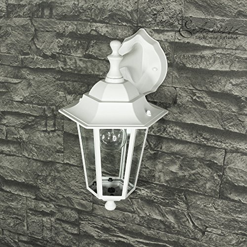 Außenlampe Wandleuchte „Paris“ in matt-weiß/grau / hängend mit E27-Fassung bis 60W 230V / Beleuchtung für Hof und Garten - 3