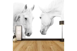 Msrahves Sticker Autocollant Cheval blanc animal simplicité mode 100X70CM Décoration Murale XXL Poster Tableaux Muraux Photo Trompe l'oeil Panorama Effet Salon Appartement Photo d'art