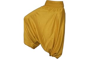 PANASIAM Pantalones Aladino Unicolor | Pantalones Bombachos Pantalones Hippie Pantalones cagados Unisex | 100% Viscosa Natural - Suave y Ligero | Comercio Justo