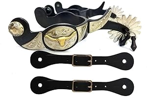 YUANZHOU CLBING Western sporen mit sporenriemen,Black