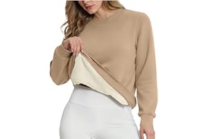 RLEHJN Pull Sweat Femme Doublure Polaire Sweat Polaire Femme A Capuche Doublure Intérieure Chaude Pullover Hiver Chaud Couleur Unie Sweatshirt Manches Longues Femmes Basic Outwear Pullover En Peluche Chic