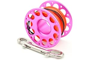 ICDKOYK Conservare Le Immersioni Bobina Bobina Portatile Colore Solido Corda di Corda in Poliestere Atnessionte Pesca Accessori subacquei con Gancio Doppio fine, Rosa Rossa, 30m