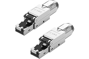 Quevati Netzwerkstecker Cat7 werkzeuglos mit 10 Gbit/s, RJ45 Lan Stecker Cat 7 Werkzeuglos POE für Cat7 Cat6A Verlegekabel, Cat 7 Stecker Werkzeuglos Vollgeschirmt STP, AWG 23-26, 2 Stück