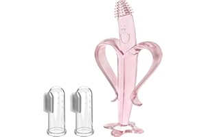 SILIVO Silicone Baby Toothbrush 0-2 Years, 3 Packs Liquid Silicone Baby Teether and Finger Toothbrush Toddler Training Used with Storage Case