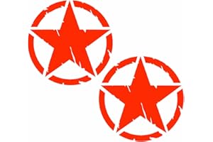 Pimastickerslab Kit Adesivi 4x4 off Road Stella Militare US Army Scegli Colore e Misura -cod. 1653- (039 Rosso Fluo, Diametro 5 CM)