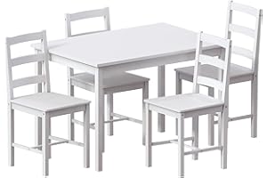 Vida Designs Yorkshire Dining Table and Chairs Set Kitchen Home Furniture (White, 4 Seater)