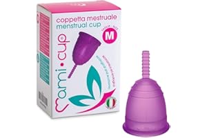 MAMICUP - Coppetta Mestruale Morbida in Silicone Medicale 100% Made in Italy, Totalmente Anallergica Priva di Lattice e Additivi, Coppette Mestruali per Ciclo - Taglia M - Lilla