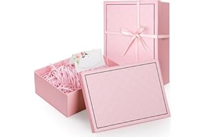 Magnética Cajas Regalo con Tapa 24,9 x 18,8 x 8,5 cm, Joogee Caja de Regalo de Reutilizable Creative Box con Cinta Tarjetas de Felicitación, para Embalaje de Regalos de Bodas y CumpleañOs（Rosa）