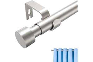 JIALEXIN Curtain Poles, New Upgraded Metal Reinforced Curtain Pole, Extendable 40 To 116cm, Curtain Pole With Brackets Fittings Set For Living Room, Bathroom, Bedroo Windows&Door (Silver, 16-46Inches)