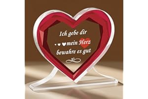 TheGiffter Jahrestag Geschenk für Ihn und SI, Herzförmiges Acryl Romantisches Dekoration, Ich Liebe Dich Hochzeitsta Jahrestag Geschenke für Frauen männer Paare Ehemann Ehefrau (Herz)