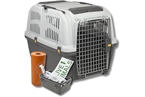 PET'S MARKET Trasportino Skudo Compatibile Iata Gatto Cane Rigido Accessorio da viaggio Animali Porta in Ferro Fessure Conforme agli Standard Aereo (6+KIT (92x63x70h) + Kit)