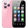 Hipipooo Mini Smartphone Unlocked 4G Mobile Phone 3.0 inches,Dual SIM,2600mAh Battery,2MP+5MP Camera,Face Unlock Student Pocket Cellphone(Pink,3GB+32GB)
