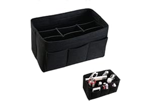 ABSOK Taschenorganizer Handtasche, Filz, entnehmbare Fächer, Handtaschenorganisator Damen mit Innentasche Taschenorganizer für Handtasche - Schwarz