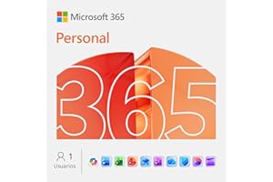 Microsoft 365 Personal | 12 meses | 1 persona | Apps Office con IA | 1TB de Almacenamiento OneDrive | Código de activación enviado por email