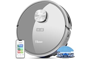 ‎TIKOM Tikom L9000 Saugroboter mit Wischfunktion, LiDAR Navigation, 4000Pa Staubsauger Roboter, 150Mins Max, Selbstaufladend, WLAN, 14 No-Go-Zonen, für Tierhaare, Teppich, Hartboden