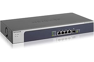 Netgear Smart Switch Non Manageable 5 Ports 10 Gigabit Multi-Gigabit Ethernet (XS505M) - avec 1 Port SFP+ 10 Gigabit, Bureau/en Rack et Protection à Vie ProSAFE Gris/Argent