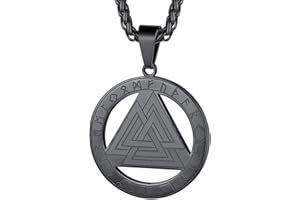 FaithHeart Herren-Halskette, Wikinger-Stil, Runen-Anhänger, Pentagramm, Kompass, keltischer Knoten, Wolf, Yin Yang, Raben, nordischer Schmuck, Glücksbringer, für Männer und Jungen, Kette 55 + 5 cm