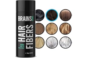 Brains & Son Hair Fiber - Premium Hair Thickener – Immediately Conceals Receding Hairlines, Hair Loss, Balding Areas and Thinning Hair – Undetectable Keratin Fibers - Hair Powder | 25g (DARK BROWN)