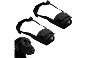 BEOTNP 2PCS Muzzle for Small Dog, Small Dog Muzzles for Dachshund and Jack Russell, Breathable and Adjustable Anti Bark Muzzle for Training and Outdoor Safety (Black)