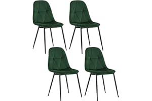 ‎LESTARAIN Lestarain Esszimmerstühle 4er Set mit Rückenlehne, für Esszimmer Küche Wohnzimmer, Küchenstühle gepolstert mit Samtbezug, aus Metall, ergonomisches Design, Dunkelgrün