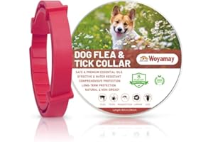 WOYAMAY Collar Antiparasitario Perros, Seguro y Eficaz Collar Antipulgas Perros contra Garrapatas y Mosquitos, 8 Meses de Protección Ajustable e Impermeable Collar Perro para Pequeño Mediano Grandes, Rojo