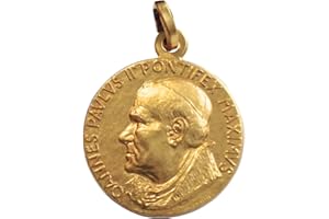 I G J Médaille de Saint- Pape Jean Paul II (Pape Wojtyla)-En Argent sterling 925 Plaqué Or