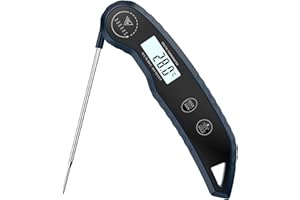 DOQAUS Meat Thermometers, 3S Instant Read Food Thermometer with ±0.5℃ Precision, Backlit LCD, 12cm Stainless Food Probe, Auto On/Off Meat Thermometer Probe for Cooking, Baking, BBQ, Water, Oil（Blue）
