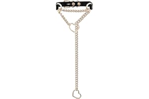 ADEMISHIA Handmade Black Leather Choker Collar For Women, Punk Gothic Heart O-ring Slip Chain Long Necklace with Adjustable Buckle