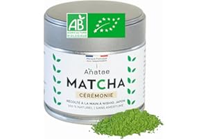 ANATAE MATCHA BIOLOGIQUE Anatae Marque française - Thé Matcha bio cérémonie japonais - Sans amertume - Poudre de thé vert matcha 100% BIO qualité cérémonielle - Récolté à la main à Nishio, Japon. 30 g