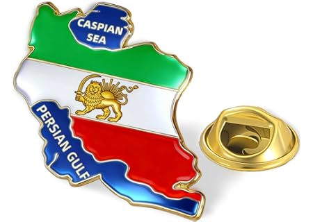 Iran Karta Brosch Stift Rostfritt Stål Persien Iran Flagga Lejon och Solkrona/Faravahar/Derafsh Kavi - Amazon Deal & Rabatt
