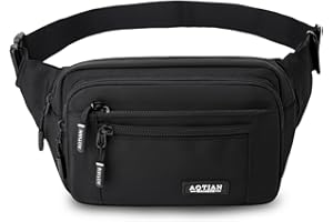 Aucuu Sac Banane Homme Femme, Sac Banane de Randonnée Réglable, Léger et Grande Capacité, Sacs Bananes d'extérieur Multi-Poches Imperméable, pour Voyage, Escalade, Le Cyclisme, 104-158cm, Mis à Niveau