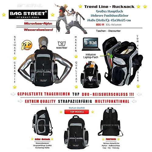 XL City & Laptop Rucksack – Alltag & Sport Rucksack Schulrucksack Reise Rucksack Notebook Rucksack Daypack Backpack Damen Herren Schwarz - 3